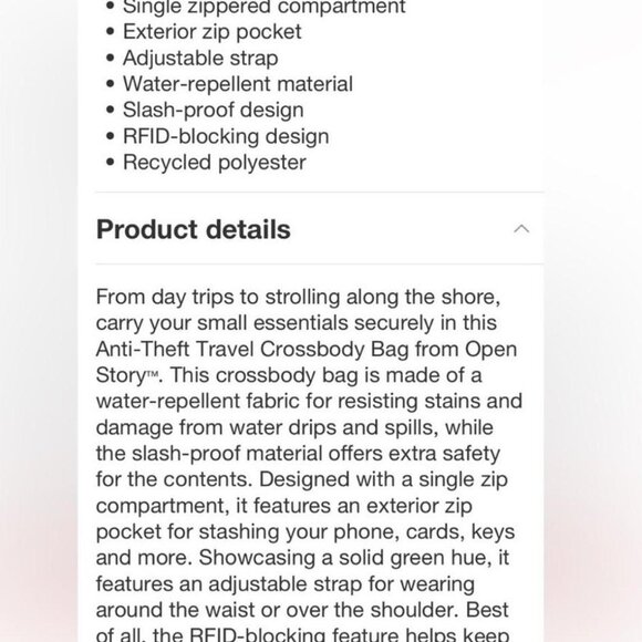 Open Story Anti-Theft travel fanny waist sling pack bag - Picture 7 of 7